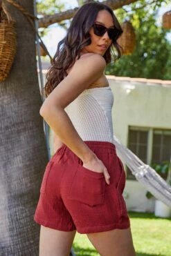 Women's Lifestyle Double Gauze Shorts With Tassel -Wana Fashion Shop WS2653DG TERRA LS5 8117e7a4 67b1 4079 bbc6 6fa0ef93e498