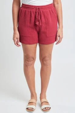 Women's Lifestyle Double Gauze Shorts With Tassel -Wana Fashion Shop WS2653DG GARNT 1