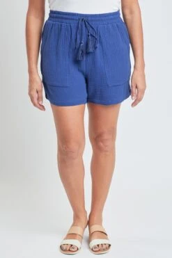 Women's Lifestyle Double Gauze Shorts With Tassel -Wana Fashion Shop WS2653DG NAVY 1