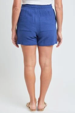 Women's Lifestyle Double Gauze Shorts With Tassel -Wana Fashion Shop WS2653DG NAVY 4