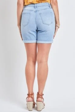 Women's Vintage High Rise 7" Inseam Roll Cuff Shorts With Lycra -Wana Fashion Shop WS268070N 2704L 3 Custom 0d66595f cb7f 4cc2 bc76 ddef3123984a