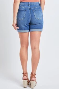 Women's Vintage High Rise 7" Inseam Roll Cuff Shorts With Lycra -Wana Fashion Shop WS268070N 2704N 3 Custom e35b11e2 f971 49d2 9e44 93dc3211d944