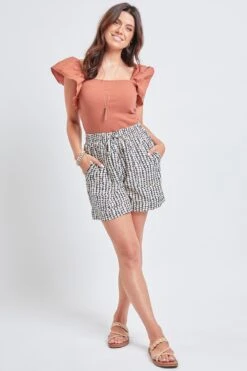Women's High Rise Pull-On Cuffed Shorts - Lifestyle Collection -Wana Fashion Shop WS2690LN AB003 4