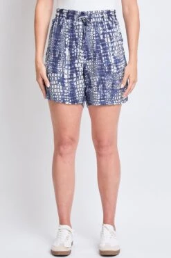 Women's Printed Elastic Waistband High Rise Linen Shorts -Wana Fashion Shop WS2705CG AN009 1