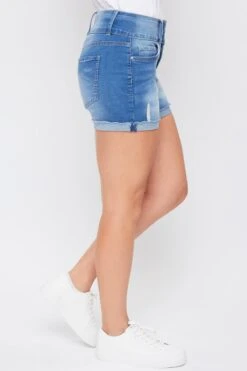 Women's Essential Fray Cuff Denim Shorts 37 Women's Essential Fray Cuff Denim Shorts -Wana Fashion Shop WS271241 M2645 2