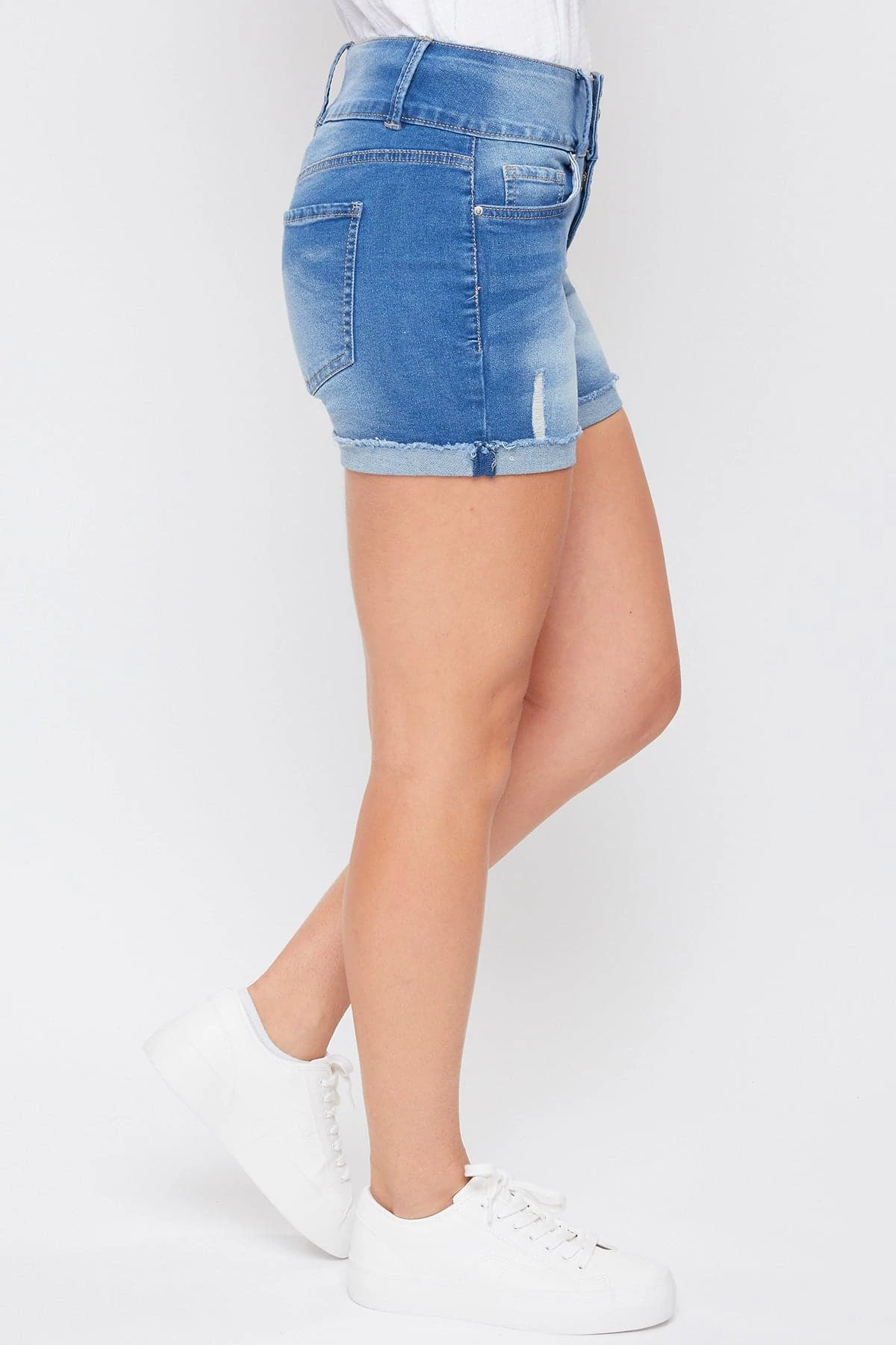 Women's Essential Fray Cuff Denim Shorts 18 Women's Essential Fray Cuff Denim Shorts - Image 16