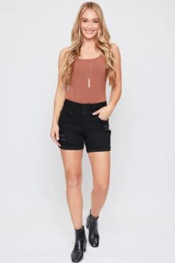 Women's Essential Fray Cuff Denim Shorts 40 Women's Essential Fray Cuff Denim Shorts -Wana Fashion Shop WS271241 W2646 1