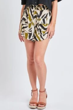 Women's Pull-On Shaped Hem Shorts With Flap Patch Pockets Lifestyle Collection -Wana Fashion Shop WS2727CG AB006 4