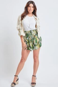 Women's Pull-On Shaped Hem Shorts With Flap Patch Pockets Lifestyle Collection -Wana Fashion Shop WS2727CG LE003 1