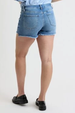 Women's High RisePremium Stretch Fray Hem Hi-Lo Shorts -Wana Fashion Shop WS314860 16M 3