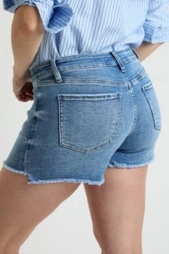 Women's High RisePremium Stretch Fray Hem Hi-Lo Shorts -Wana Fashion Shop WS314860 16M 6