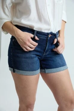 Women's High Rise Premium Stretch Fold-Over Cuff Shorts -Wana Fashion Shop WS314960 35S 4