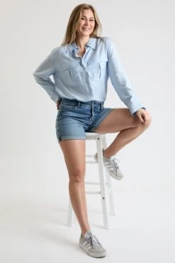 Women's High Rise Premium Stretch Fold-Over Cuff Shorts -Wana Fashion Shop WS314960 35T 6