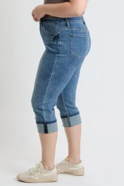 Women's Plus High Rise Premium Stretch Cuff Essential Capri -Wana Fashion Shop XC121960 35T 2