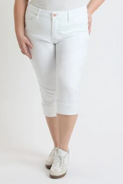Women's Plus High Rise Premium Stretch Cuff Essential Capri -Wana Fashion Shop XC121960 K37 1