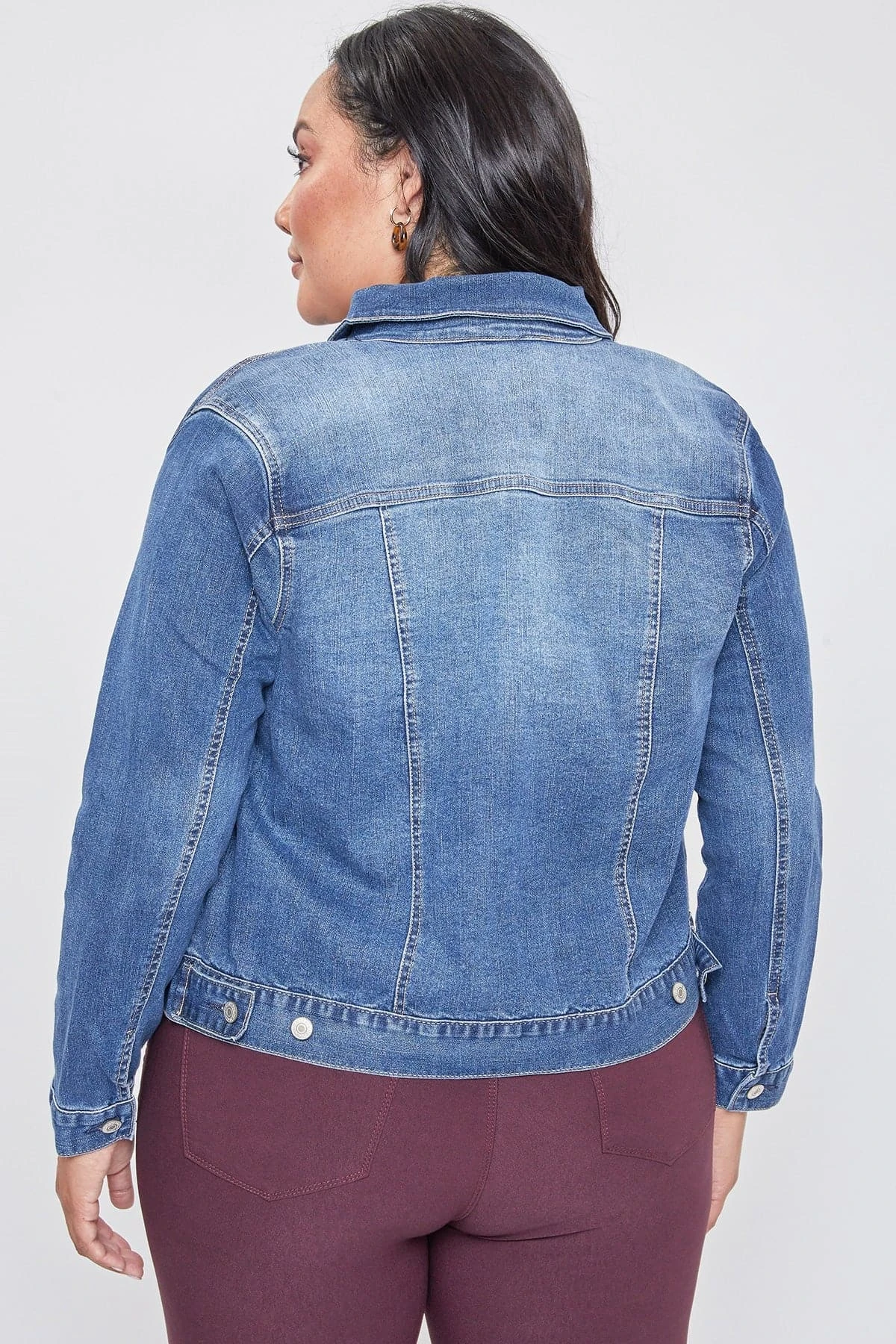 Women's Plus Size Cropped Denim Jacket 11 Women's Plus Size Cropped Denim Jacket - Image 9