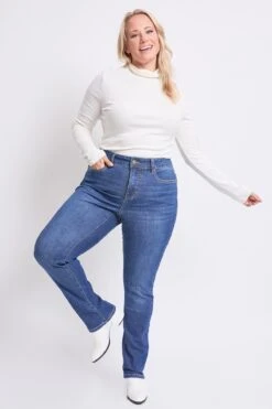 Women's Plus High Rise Basic 5 Pocket Straight Leg Jeans -Wana Fashion Shop XP023929 08S 4