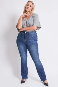 Women's Plus High Rise Slim Bootcut Jeans -Wana Fashion Shop XP024029 N08 4