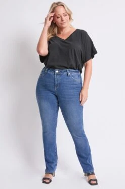 Women's Plus High Rise Curve Confidence WannaBettaButt Straight Leg -Wana Fashion Shop XP024129 M16 6