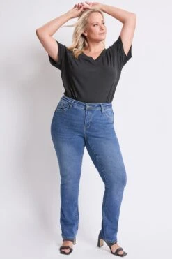 Women's Plus High Rise Curve Confidence WannaBettaButt Straight Leg -Wana Fashion Shop XP024129 M16 7