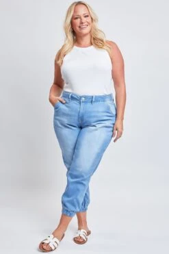 Women's Plus Size Joggers With Elastic Hem -Wana Fashion Shop XP60164 C08 1