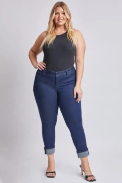 Women's Plus Size WannaBettaButt Mid Rise Mega Cuff Ankle Jeans 34 Women's Plus Size WannaBettaButt Mid Rise Mega Cuff Ankle Jeans -Wana Fashion Shop XP661751N E37 6