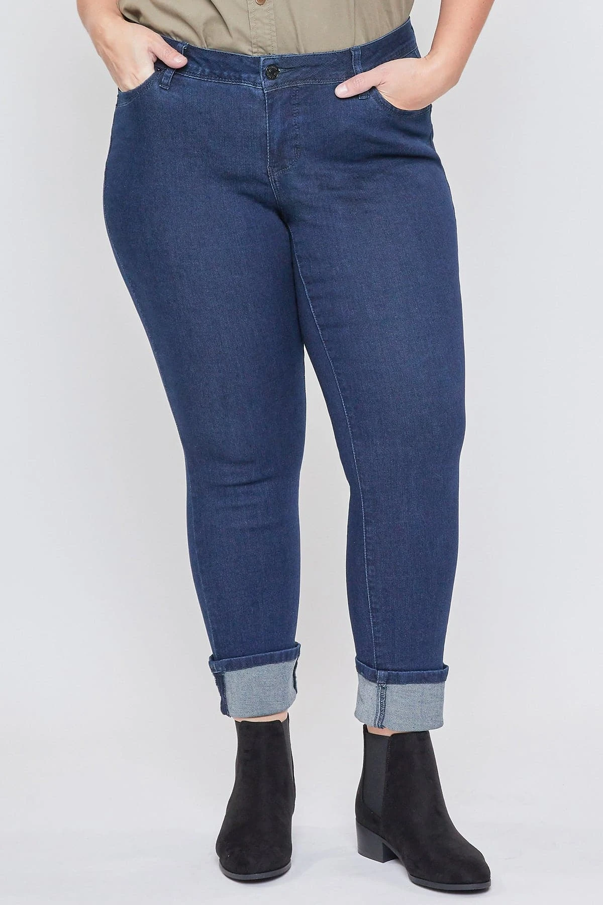 Women's Plus Size WannaBettaButt Mid Rise Mega Cuff Ankle Jeans 17 Women's Plus Size WannaBettaButt Mid Rise Mega Cuff Ankle Jeans - Image 15