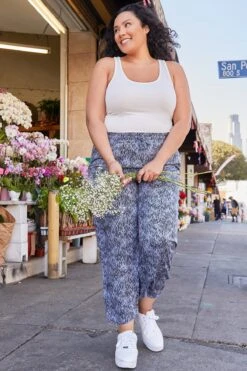 Women's Plus Elastic Waist Pant With Slit Hem -Wana Fashion Shop XP695RC SBWHE 1