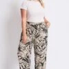 Women's Plus Size High Rise Drawstring Straight Pants
