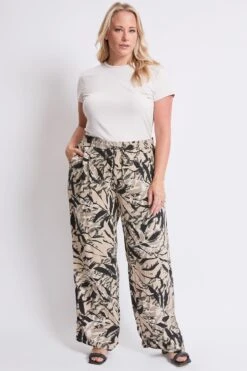 Women's Plus Size High Rise Drawstring Straight Pants -Wana Fashion Shop XP715R1 TP003 5