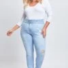Women's Plus Size Sustainable Stacked Waistband Skinny Jeans -Wana Fashion Shop XP87551N L2562 1