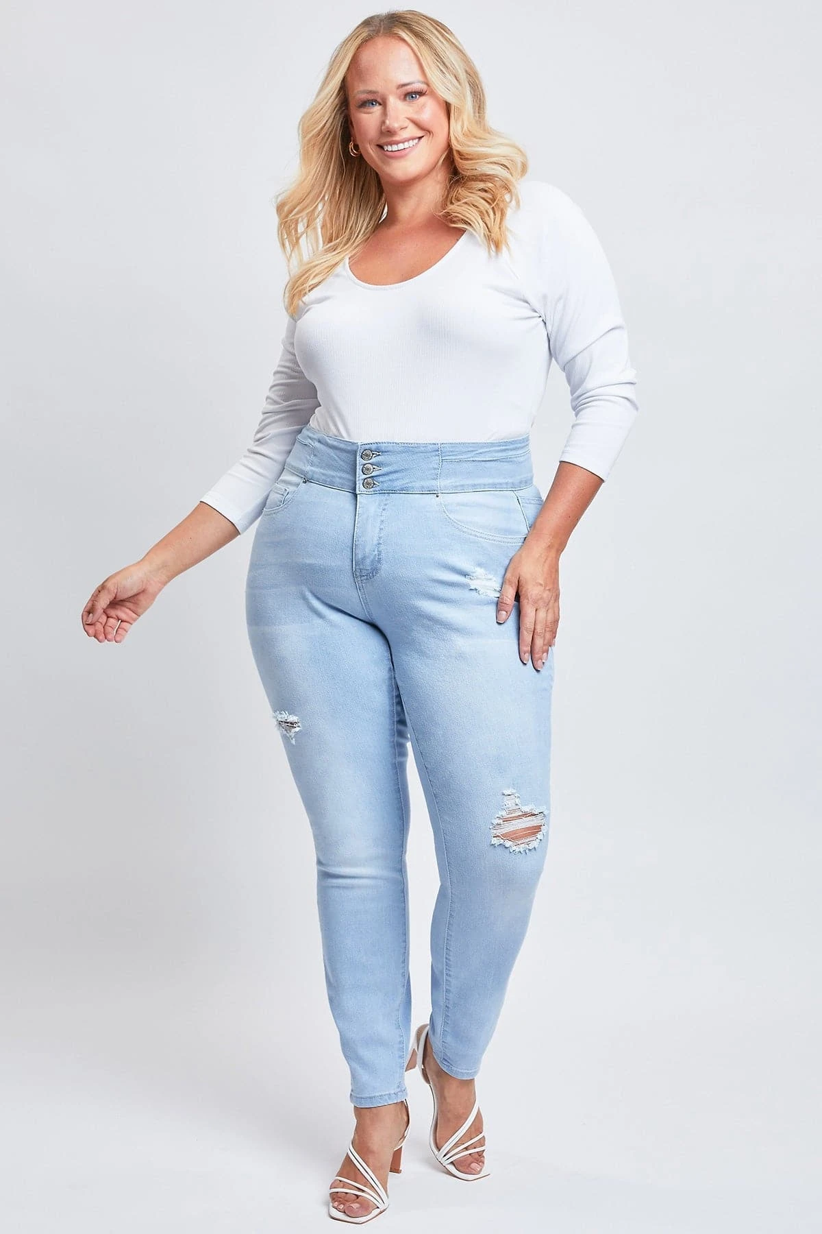 Women's Plus Size Sustainable Stacked Waistband Skinny Jeans 3 Women's Plus Size Sustainable Stacked Waistband Skinny Jeans