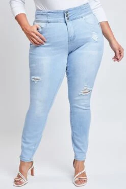 Women's Plus Size Sustainable Stacked Waistband Skinny Jeans 17 Women's Plus Size Sustainable Stacked Waistband Skinny Jeans -Wana Fashion Shop XP87551N L2562 2
