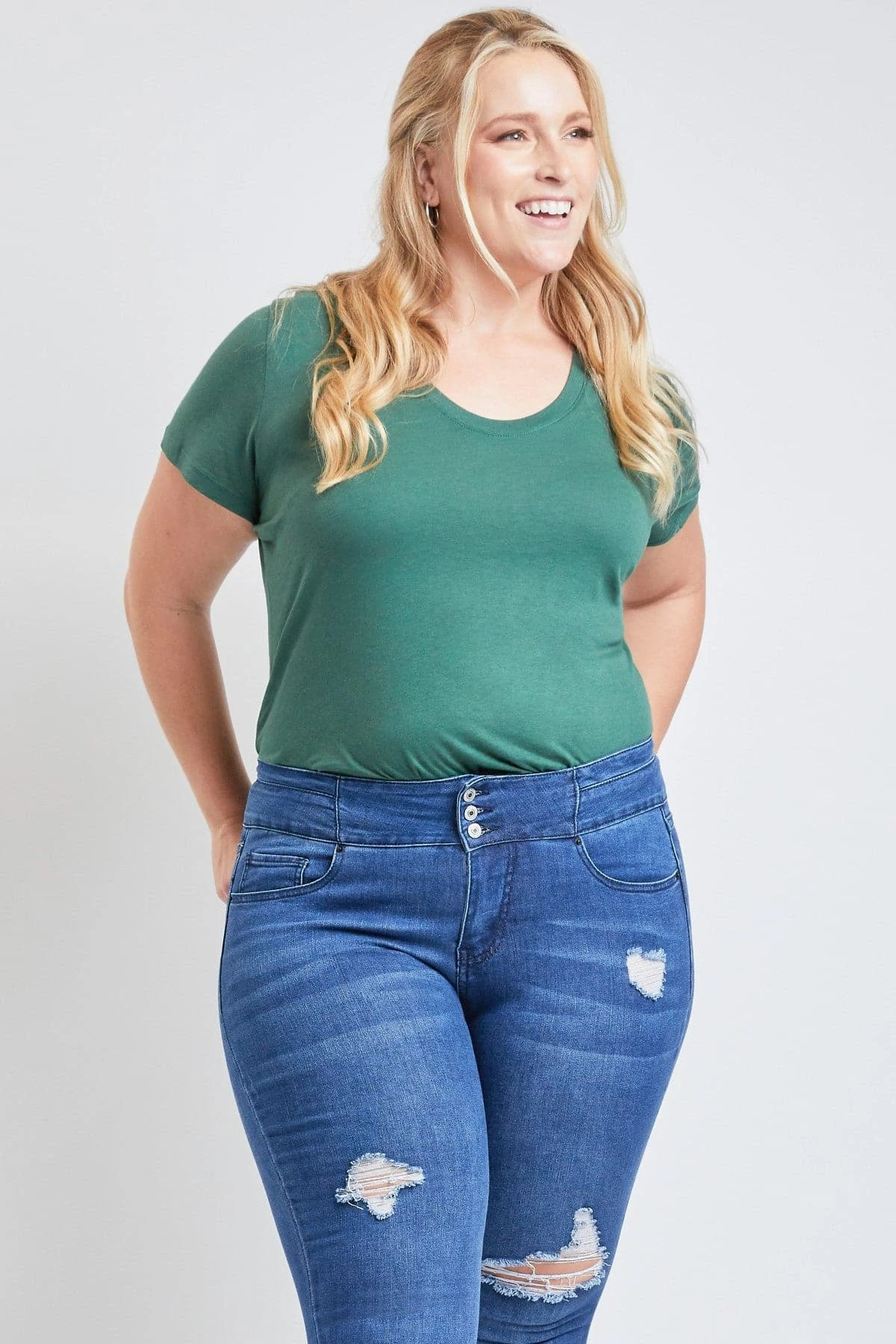 Women's Plus Size Sustainable Stacked Waistband Skinny Jeans 13 Women's Plus Size Sustainable Stacked Waistband Skinny Jeans - Image 11