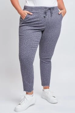 Women's Plus Size Raw Hem Pull On Pants -Wana Fashion Shop XP96621 BUTLD 2 2