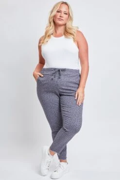 Women's Plus Size Raw Hem Pull On Pants -Wana Fashion Shop XP96621 BUTLD 5 1