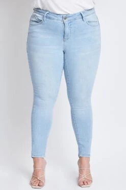 Women's Plus Size WannaBettaButt High Rise 1 Button Skinny Jean With Regular Hem -Wana Fashion Shop XP998751N L08 2