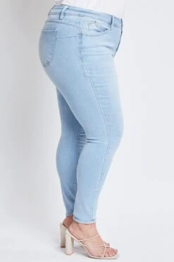 Women's Plus Size WannaBettaButt High Rise 1 Button Skinny Jean With Regular Hem -Wana Fashion Shop XP998751N L08 3
