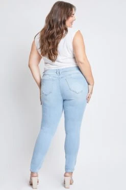 Women's Plus Size WannaBettaButt High Rise 1 Button Skinny Jean With Regular Hem -Wana Fashion Shop XP998751N L08 5