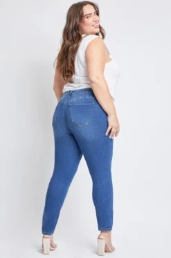 Women's Plus Size WannaBettaButt High Rise 1 Button Skinny Jean With Regular Hem -Wana Fashion Shop XP998751N M08 5