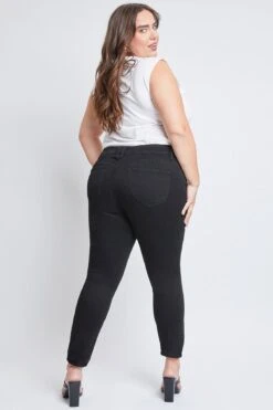 Women's Plus Size WannaBettaButt High Rise 1 Button Skinny Jean With Regular Hem -Wana Fashion Shop XP998751N W37 4