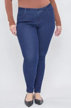 Women's Plus Size WannaBettaButt High Rise 1 Button Skinny Jean With Regular Hem -Wana Fashion Shop XP998751N S37 2