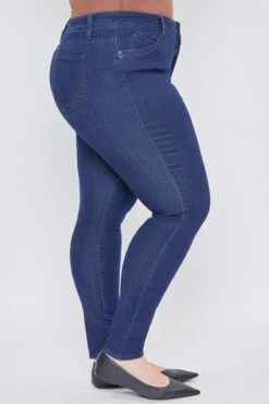 Women's Plus Size WannaBettaButt High Rise 1 Button Skinny Jean With Regular Hem -Wana Fashion Shop XP998751N S37 3