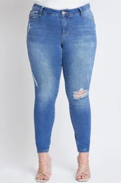 Women's Plus Size Sustainable WannaBettaButt Mid Rise Skinny Jeans -Wana Fashion Shop XP998765N M1477 2