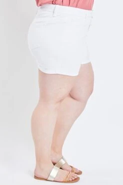 Women's Plus Size Curvy Fit High Rise Button Fly Cuffed Shorts -Wana Fashion Shop XS250341 K37 3