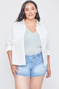 Women's Plus Size Sustainable WannaBettaButt Side Slit Hem Shorts -Wana Fashion Shop XS253042 L2659 2 RP