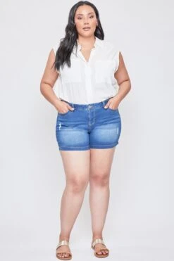 Women's Plus Size Sustainable WannaBettaButt Side Slit Hem Shorts -Wana Fashion Shop XS253042 M2659 1 RP