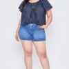 Women's Plus Size Sustainable WannaBettaButt Side Slit Hem Shorts -Wana Fashion Shop XS253042 M36 1 RP