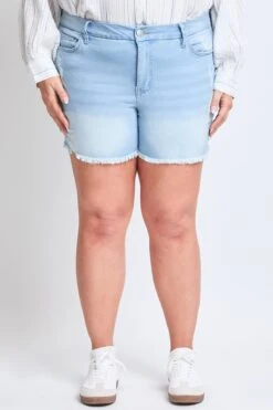 Women's Plus Curvy High-Rise Frayed Hem Shorts -Wana Fashion Shop XS256741 L2649 1