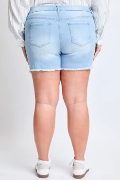 Women's Plus Curvy High-Rise Frayed Hem Shorts -Wana Fashion Shop XS256741 L2649 2